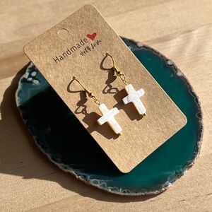Cross Mother of Pearl Handmade Earrings ✝️